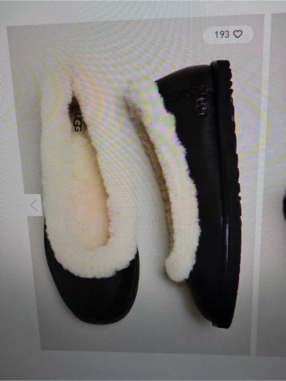 New UGG Zora Leather Ballet Flat Slipper Black + Fur Lined 7
